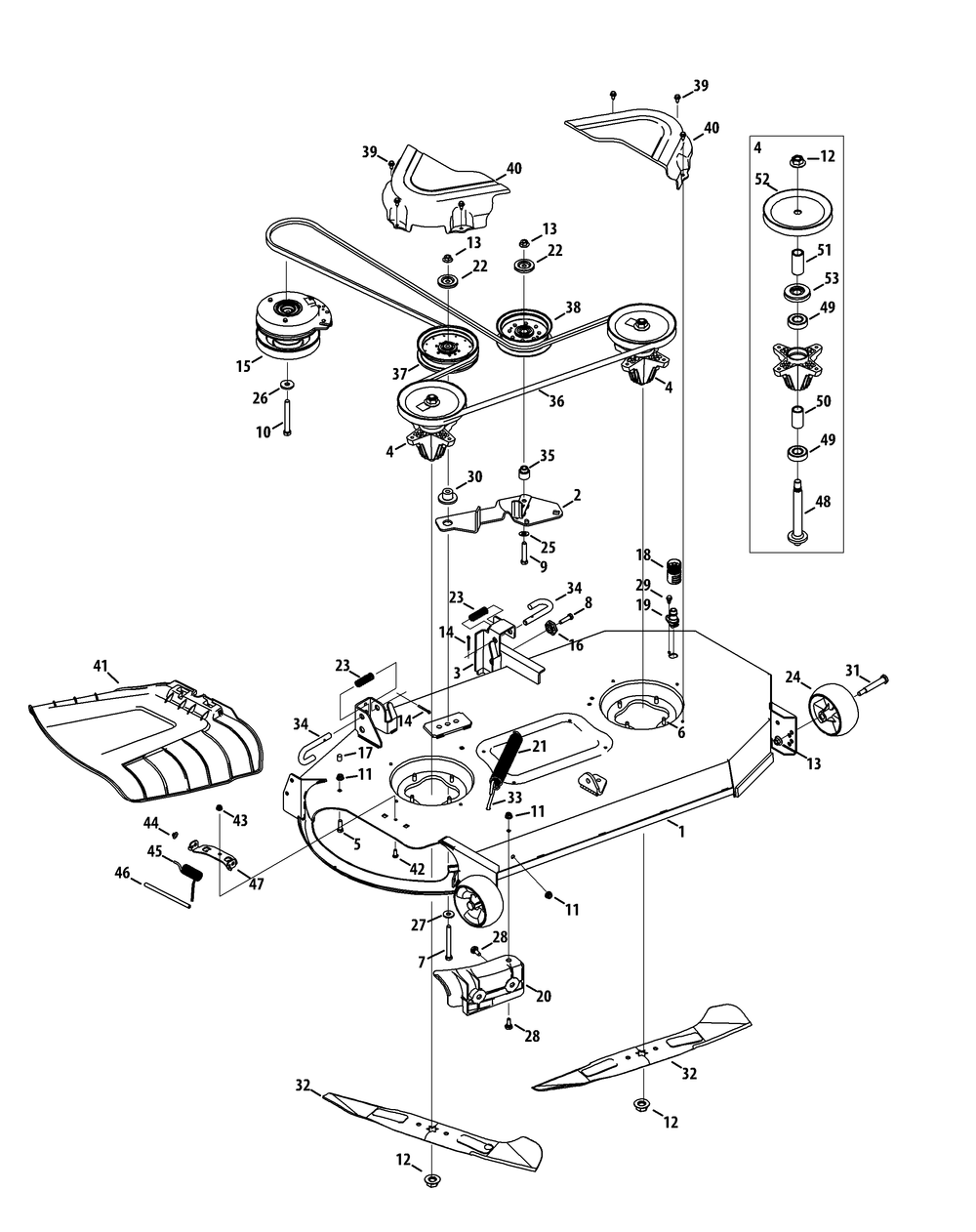 Mower Deck 46-Inch Diagram and Parts List for RZT-L46KH (17ARCACN009-17ARCACN010)(2015) Cub Cadet Lawn Tractor